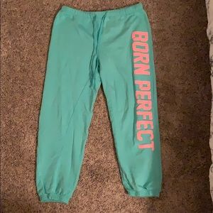 Blue “Born Perfect” sweatpants
